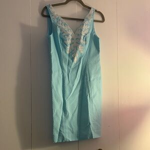 Lily Pulitzer Elegant Blue dress with white coral beading